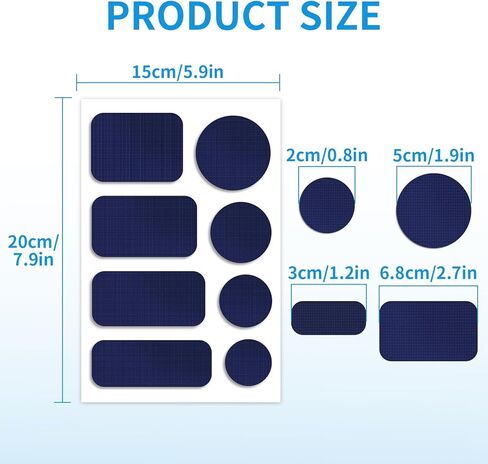 Waterproof Self-Adhesive Nylon Patches for Tent Repair Kit, 24pcs Outdoor Gear Tenacious Repair Tape, Fabric Patches for Clothes, Down Puffer Jacket, Tent, Sleeping Bag, Backpack, Navy Blue in Kuwait