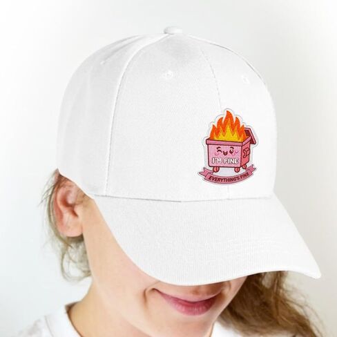 I'm Fine Everything's Fine Meme Morale Patch 3 inch, Pink Patches for Backpacks, Pink Funny Meme Design, Dumpster Fire Patch, Applique Embroidery Patches for Hats, Bag, Jeans in Saudi Arabia