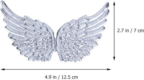 12pcs Angel Wing Shape Embroidered Patches Iron on Wing Appliques Sew On Silver Patch for Clothes Jeans DIY Craft Decoration in Kuwait