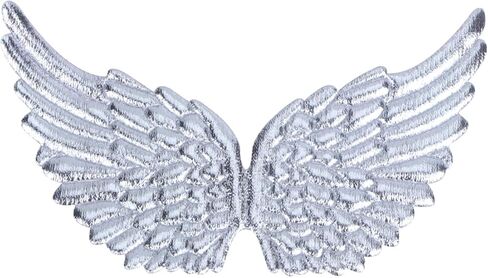 12pcs Angel Wing Shape Embroidered Patches Iron on Wing Appliques Sew On Silver Patch for Clothes Jeans DIY Craft Decoration in Kuwait
