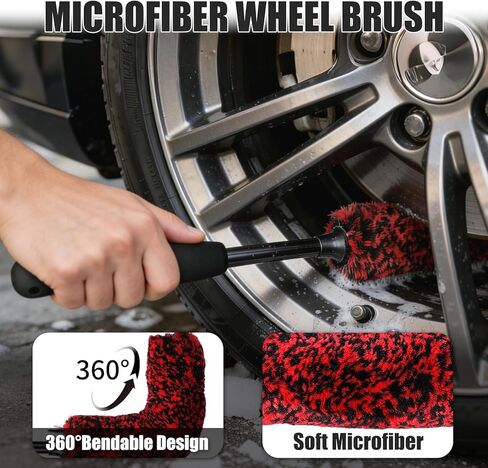 4PCS Wheel Brush Kit for Cleaning Wheels and Tires, Wheel Cleaner Brush, Detail Brush, Heavy-Duty Stiff-Bristle Brush, Tire Cleaning Brush Suitable for Trucks, Cars, RVs in Saudi Arabia