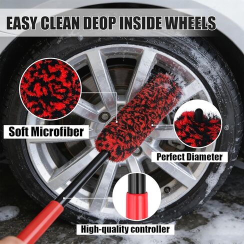 4PCS Wheel Brush Kit for Cleaning Wheels and Tires, Wheel Cleaner Brush, Detail Brush, Heavy-Duty Stiff-Bristle Brush, Tire Cleaning Brush Suitable for Trucks, Cars, RVs in Saudi Arabia