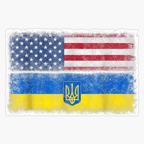 Magnet Ukrainian American Flag Ukraine USA America Roots Magnetic Sticker Decal 5" in Kuwait