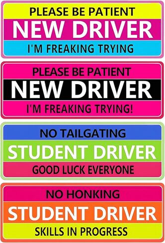 3 PCS New Driver Magnet for Car, Reflective Student Driver Magnetic Bumper Sticker, Removable Rookie Attention Sign Safety Decals for Most Vehicles, Car Accessories (Style A) in Kuwait