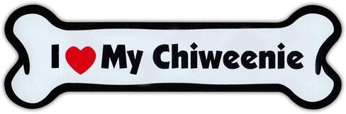 Crazy Novelty Guy Magnet، Dog Bone، I Love My Chiweenie (Chihuahua، Dachshund Mix)، ملصق مغناطيسي ممتص للصدمات مقاس 7 بوصة × 2 بوصة in Kuwait