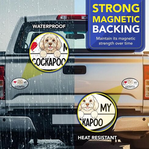 Magnet Me Up I Love My Cockapoo Magnetic Decal - 4x6 Inches Oval Shaped Car Magnet Gifts for Dog Lover, Full-Color UV Printed Weatherproof Vinyl Accessories for Cars, Trucks & SUV, Made in The USA in Kuwait