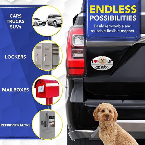 Magnet Me Up I Love My Cockapoo Magnetic Decal - 4x6 Inches Oval Shaped Car Magnet Gifts for Dog Lover, Full-Color UV Printed Weatherproof Vinyl Accessories for Cars, Trucks & SUV, Made in The USA in Kuwait
