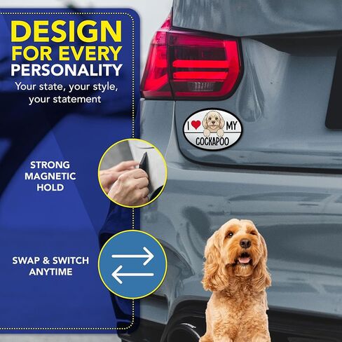 Magnet Me Up I Love My Cockapoo Magnetic Decal - 4x6 Inches Oval Shaped Car Magnet Gifts for Dog Lover, Full-Color UV Printed Weatherproof Vinyl Accessories for Cars, Trucks & SUV, Made in The USA in Kuwait