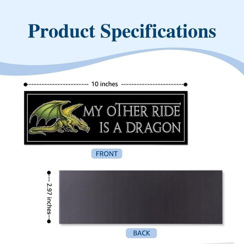 My Other Ride is A Dragon Car Bumper Magnet Sticker, Retro Waterproof Bumper Sticker for Dragon Lover, Funny Dragons Vehicle Car Magnet Decal, Mythical Driving Gifts for Friend New Driver in Kuwait