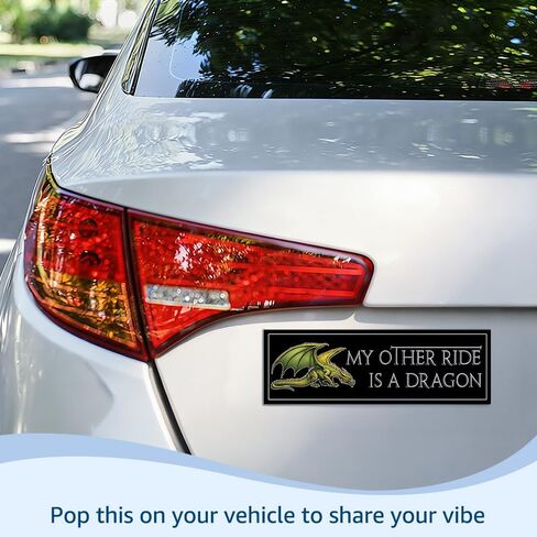 My Other Ride is A Dragon Car Bumper Magnet Sticker, Retro Waterproof Bumper Sticker for Dragon Lover, Funny Dragons Vehicle Car Magnet Decal, Mythical Driving Gifts for Friend New Driver in Kuwait