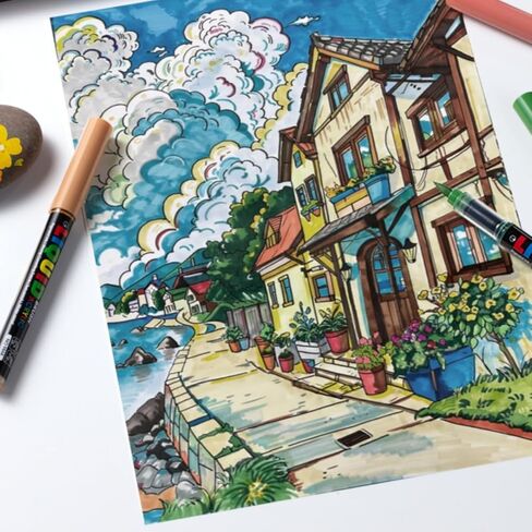 12 Colours Liquid Roller Acrylic Markers | Multi-Surface High Coverage Pens | Smooth Ink Flow | Colour-Coded Caps | Beginner Friendly Art Set in Saudi Arabia