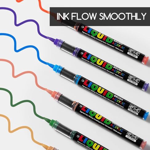 12 Colours Liquid Roller Acrylic Markers | Multi-Surface High Coverage Pens | Smooth Ink Flow | Colour-Coded Caps | Beginner Friendly Art Set in Saudi Arabia