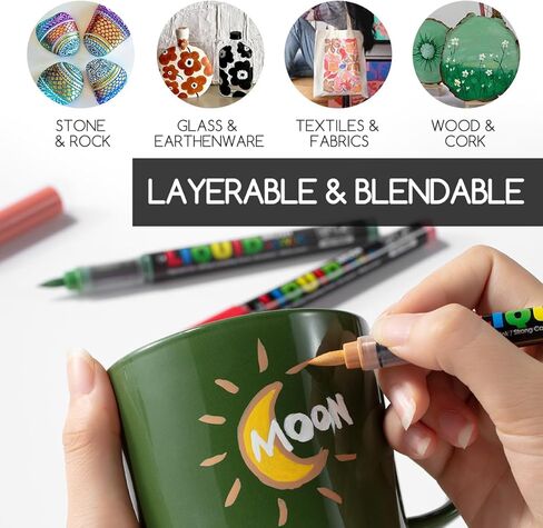12 Colours Liquid Roller Acrylic Markers | Multi-Surface High Coverage Pens | Smooth Ink Flow | Colour-Coded Caps | Beginner Friendly Art Set in Saudi Arabia