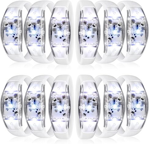 JellyArch 12 Pcs White LED Glow Bracelets, Sound Activated LED Bracelets for Wedding Reception Party Favors, Bridal Shower, Bachelorette Party, Rave, Concert, Birthday and Night Events in Kuwait