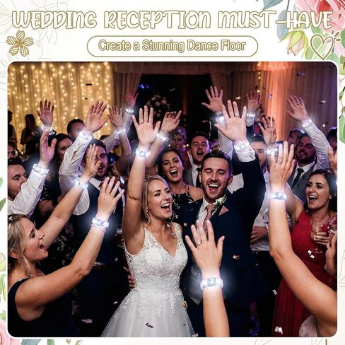 JellyArch 12 Pcs White LED Glow Bracelets, Sound Activated LED Bracelets for Wedding Reception Party Favors, Bridal Shower, Bachelorette Party, Rave, Concert, Birthday and Night Events in Kuwait