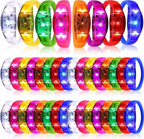 JellyArch 12 Pcs White LED Glow Bracelets, Sound Activated LED Bracelets for Wedding Reception Party Favors, Bridal Shower, Bachelorette Party, Rave, Concert, Birthday and Night Events in Kuwait