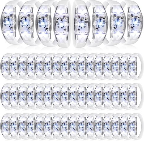JellyArch 12 Pcs White LED Glow Bracelets, Sound Activated LED Bracelets for Wedding Reception Party Favors, Bridal Shower, Bachelorette Party, Rave, Concert, Birthday and Night Events in Kuwait
