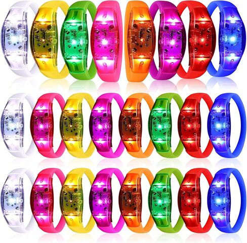 JellyArch 12 Pcs White LED Glow Bracelets, Sound Activated LED Bracelets for Wedding Reception Party Favors, Bridal Shower, Bachelorette Party, Rave, Concert, Birthday and Night Events in Kuwait