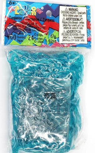 Rainbow Loom Latex Free Rubber Band Refill + C-Clips, Turquoise Jelly in Kuwait