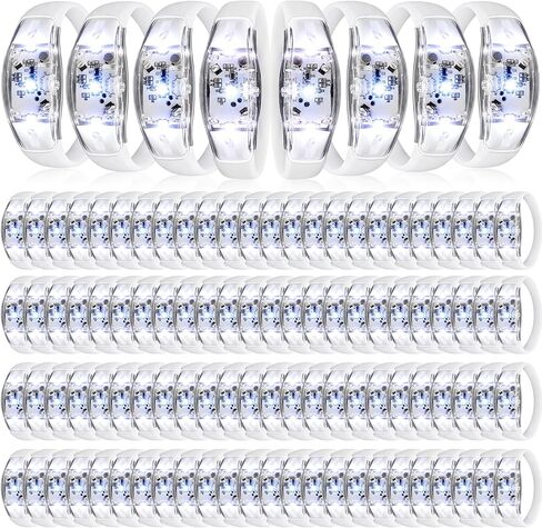 JellyArch 12 Pcs White LED Glow Bracelets, Sound Activated LED Bracelets for Wedding Reception Party Favors, Bridal Shower, Bachelorette Party, Rave, Concert, Birthday and Night Events in Kuwait