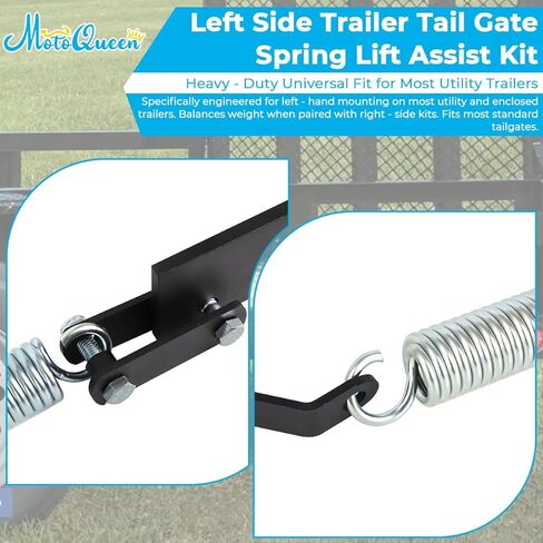 MOTOQUEEN Left Side Trailer Tail Gate Spring Lift Assist Kit - Heavy-Duty Universal Fit for Most Utility Trailers - Lift Support with Bracket and Hardware (Left-Hand Mount) in Kuwait