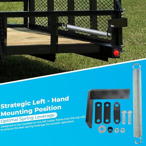 MOTOQUEEN Left Side Trailer Tail Gate Spring Lift Assist Kit - Heavy-Duty Universal Fit for Most Utility Trailers - Lift Support with Bracket and Hardware (Left-Hand Mount) in Kuwait