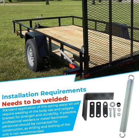 MOTOQUEEN Left Side Trailer Tail Gate Spring Lift Assist Kit - Heavy-Duty Universal Fit for Most Utility Trailers - Lift Support with Bracket and Hardware (Left-Hand Mount) in Kuwait