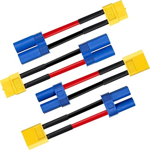 XT60 to EC5 Adapter, 2PCS Male to Female & 2PCS EC5 Male to XT60 Female Connector, 2Inch 14AWG High Temp Silicone Wire for FPV Drone, RC Car, Lipo Battery Charger ESC in Kuwait