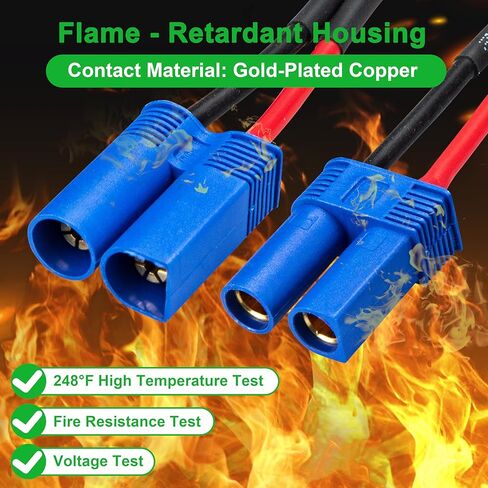 XT60 to EC5 Adapter, 2PCS Male to Female & 2PCS EC5 Male to XT60 Female Connector, 2Inch 14AWG High Temp Silicone Wire for FPV Drone, RC Car, Lipo Battery Charger ESC in Kuwait
