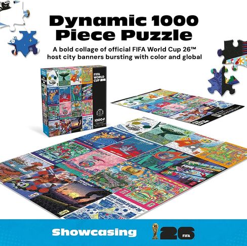 FIFA - Host City Banners - 1000 Piece Jigsaw Puzzle from Buffalo Games - Colorful Puzzles for Adults – Precision-Cut Pieces, Beautiful Artwork - Official Licensed Product in Kuwait