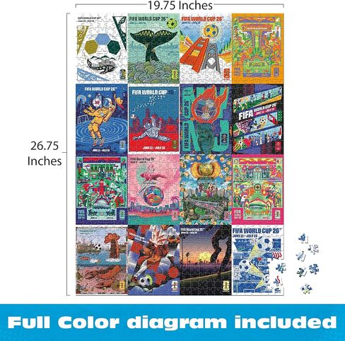 FIFA - Host City Banners - 1000 Piece Jigsaw Puzzle from Buffalo Games - Colorful Puzzles for Adults – Precision-Cut Pieces, Beautiful Artwork - Official Licensed Product in Kuwait