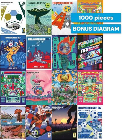 FIFA - Host City Banners - 1000 Piece Jigsaw Puzzle from Buffalo Games - Colorful Puzzles for Adults – Precision-Cut Pieces, Beautiful Artwork - Official Licensed Product in Kuwait