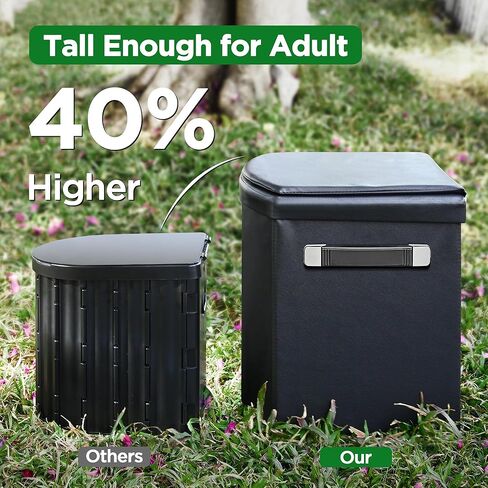 Portable Toilet for Adults, Foldable Camping Toilet with Soft & Comfortable Leather Seat,Hold Up to 400lbs, Height 16.5in for Camping, Car/Road-Tripping in Saudi Arabia