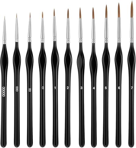 11 Pcs Fine Detail Paint Brushes Set Miniature Brushes, Fine Tip Paint Brush for Watercolor, Acrylic & Oil, Wood Handle with Nylon Bristles, Detail Painting for Models, Face & Nail Art in Saudi Arabia