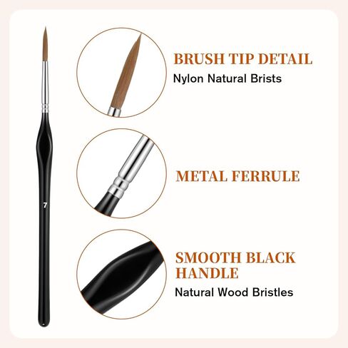 11 Pcs Fine Detail Paint Brushes Set Miniature Brushes, Fine Tip Paint Brush for Watercolor, Acrylic & Oil, Wood Handle with Nylon Bristles, Detail Painting for Models, Face & Nail Art in Saudi Arabia