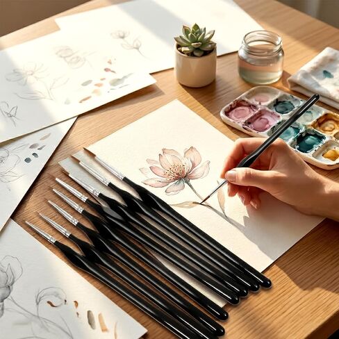 11 Pcs Fine Detail Paint Brushes Set Miniature Brushes, Fine Tip Paint Brush for Watercolor, Acrylic & Oil, Wood Handle with Nylon Bristles, Detail Painting for Models, Face & Nail Art in Saudi Arabia