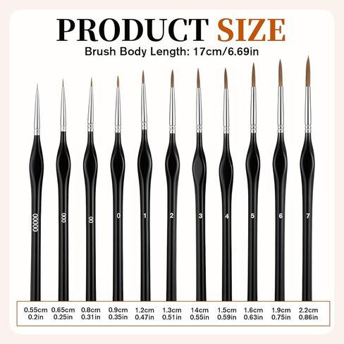 11 Pcs Fine Detail Paint Brushes Set Miniature Brushes, Fine Tip Paint Brush for Watercolor, Acrylic & Oil, Wood Handle with Nylon Bristles, Detail Painting for Models, Face & Nail Art in Saudi Arabia