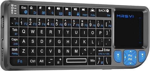 Mini Keyboard with Touchpad, Bluetooth + 2.4G Dual-Mode Ultra-Thin Portable Keyboard | Rechargeable Keyboard with 7-Color Backlit for Tablet/PC/phone/TV, Suitable for travel, office, and home use in Saudi Arabia