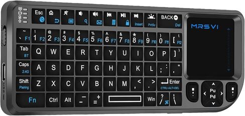 Mini Keyboard with Touchpad, Bluetooth + 2.4G Dual-Mode Ultra-Thin Portable Keyboard | Rechargeable Keyboard with 7-Color Backlit for Tablet/PC/phone/TV, Suitable for travel, office, and home use in Saudi Arabia