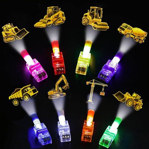 24PCS Engineering Vehicle Party Favors Finger Lights, 8 Designs Light Up Finger Lights for Kids Birthday Party Favors, Goodie Bag Stuffers Bulk, Light Up Party Favors for Birthday Decorations in Saudi Arabia