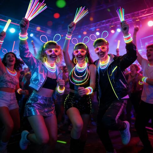 394 Pcs Glow in the Dark Party Supplies for 16 Kids Adults, Light Up Party Favors, 150 Ultra Bright Glow Sticks Bulk Party Pack with Set of 16 Glow Glasses,Earring, Headband,Bracelets, Necklaces in Kuwait