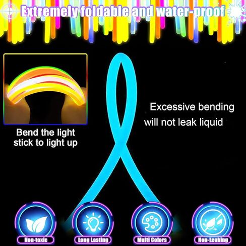 394 Pcs Glow in the Dark Party Supplies for 16 Kids Adults, Light Up Party Favors, 150 Ultra Bright Glow Sticks Bulk Party Pack with Set of 16 Glow Glasses,Earring, Headband,Bracelets, Necklaces in Kuwait