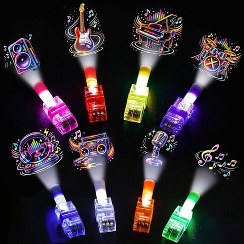 CHSLtmxq 24PCS Music Party Favors Finger Lights, 8 Designs Light Up Finger Lights for Kids Birthday Party Favors, Goodie Bag Stuffers Bulk Party, Light Up Party Favors for Music Birthday Decorations in Saudi Arabia