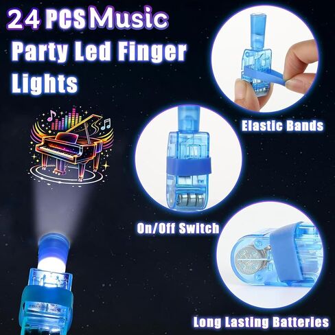 CHSLtmxq 24PCS Music Party Favors Finger Lights, 8 Designs Light Up Finger Lights for Kids Birthday Party Favors, Goodie Bag Stuffers Bulk Party, Light Up Party Favors for Music Birthday Decorations in Saudi Arabia