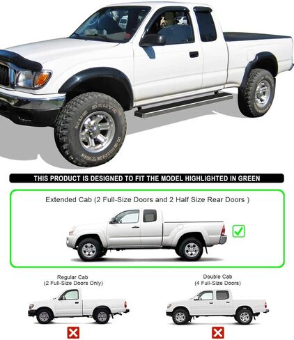 Tuxtreme Running Boards 6 inches Compatible with Toyota Tacoma 1995-2004 Extended Xtra Cab (4WD or Prerunner 2WD 4WD) 304 Stainless Steel (Nerf Bars Side Steps Side Bars) in Kuwait
