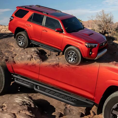 لوحات الجري TAC Fort المتوافقة مع 2010-2024 4Runner (باستثناء 10-13 SR5/10-24 Limited/20-21 Nightshade/22-24 TRD Sport) |خطوات جانبية |قضبان Nerf |ملحقات السيارات |الفولاذ الكربوني الأسود قطعتان in Kuwait