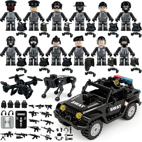 Military Minifigures Set, Mini Figures Toy, MINIFIG People Pack, Army Action Figures Building Blocks with SUV, Robotic Dogs, Kids Gift for Christmas Stockings, Birthday Cake Decorations, Party Favors in Saudi Arabia