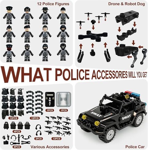 Military Minifigures Set, Mini Figures Toy, MINIFIG People Pack, Army Action Figures Building Blocks with SUV, Robotic Dogs, Kids Gift for Christmas Stockings, Birthday Cake Decorations, Party Favors in Saudi Arabia