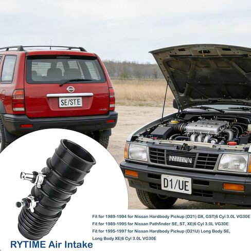 مجموعة أنبوب دخول الهواء متوافقة مع Nissan Pathfinder 1989-1995، لاقط الهيكل الصلب (D21) 1989-1994/(D21U) 1995-1997، لمحرك 3.0L V6 VG30E استبدال رقم OEM 16577-88G00 in Kuwait