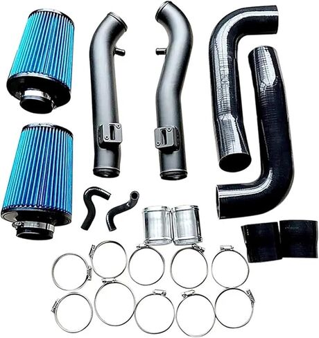 مجموعة أنابيب السحب لـ 350Z 370Z G35 G37 Q50 مع خرطوم السيليكون مجموعة خرطوم التنفس الجانبي 2.5 بوصة فضية اللون البولندية مجموعة مدخل الهواء البارد أنبوب تحريض السيارة (فضي) in Kuwait